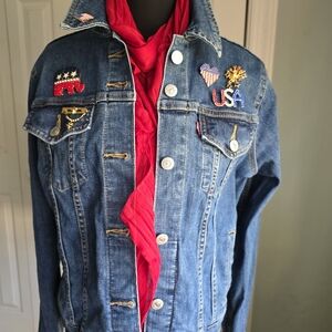 Levi's Blue Jean Jacket with Red Accents